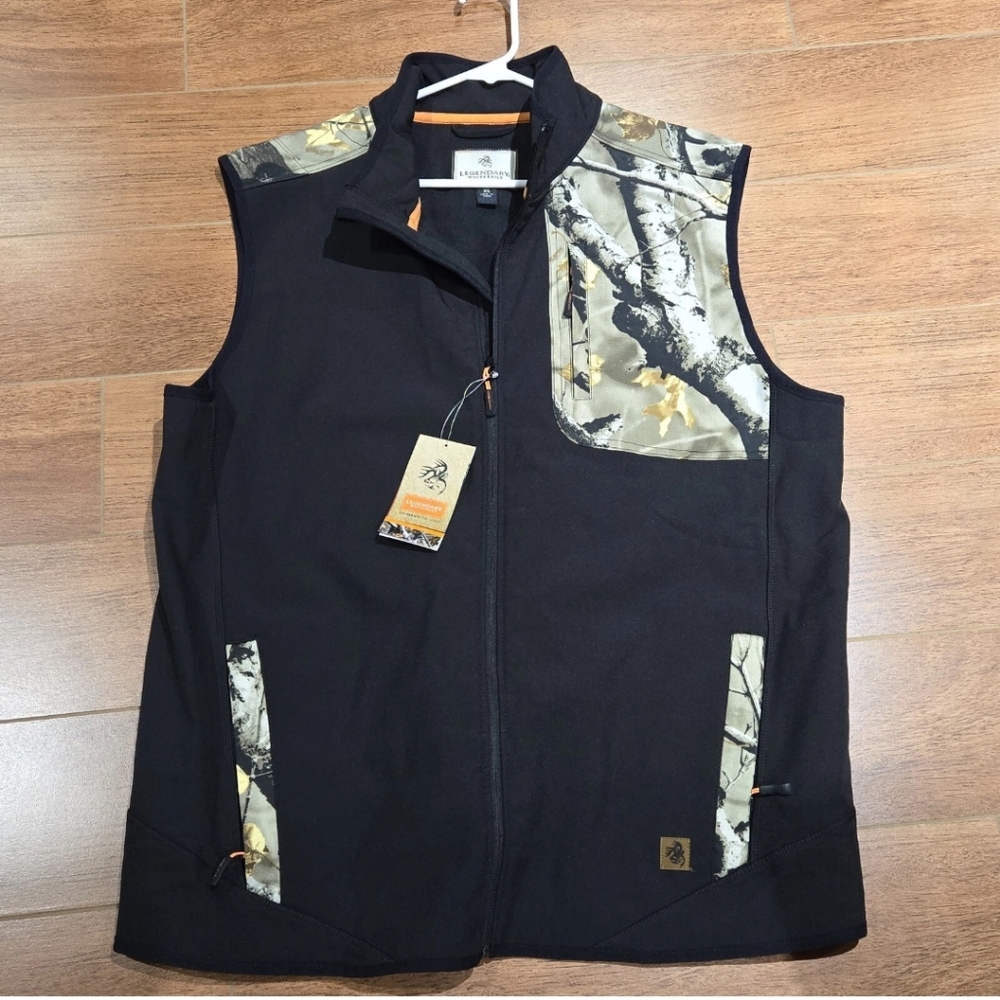 NWT Legendary Whitetails Men's Size XL Brush Buster Softshell Vest Black Hunting